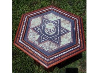 Mosaic Inlay Hexagonal Side Table