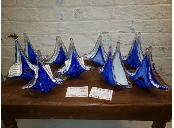 Lot Of Vintage Blue Glass 'Bomboniere' Hostess Gifts