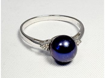 Black  Pearl Sterling Silver  Ring