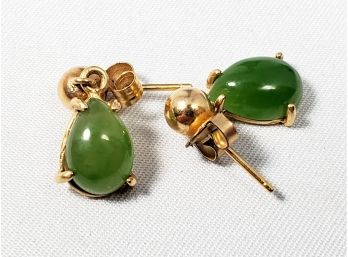 14k Gold And Jade  Earrings