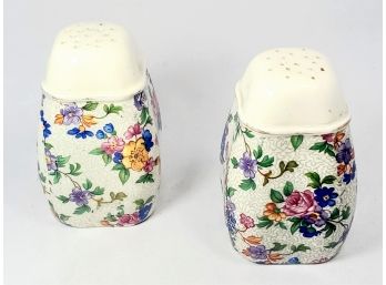 Salt & Pepper Shakers Painted Flowers