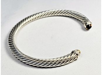 David Yurman Sterling Silver 5mm Cable Citrine And Diamonds Bracelet