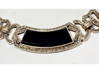 Incredible Vintage Black Onyx Sterling Silver Necklace