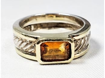 David Yurman Sterling And 14k Topaz Ring