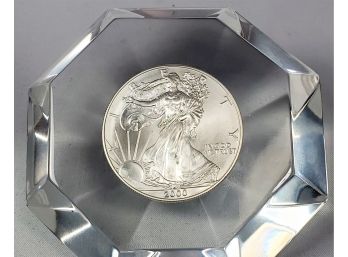 Millennium Silver Eagle In Diamond Encapsulated Acrylic