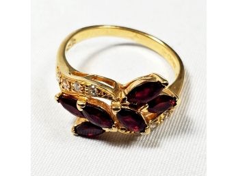 GOLD Over Sterling Silver Garnet  Ring