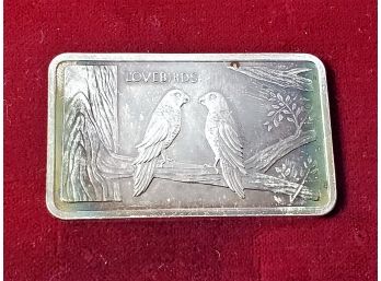 'Love Birds' Silver Bar ! Oz  .999 Silver