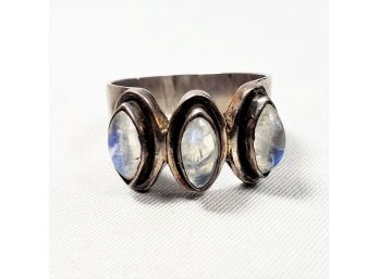 Vintage TRI- Moon Stone Sterling Silver Ring