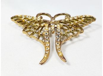 Gold Tone Diamond Like Butterfly Pin