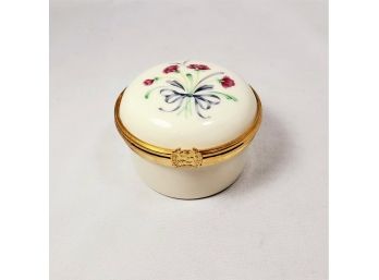 LENOX Painted Flower Gold Pill/jewelry Round  Box