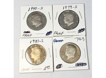 4  Different Kennedy  Proof Half Dollars