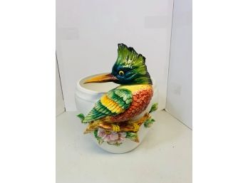 Porcelain Planter With Kng Fisher Bird