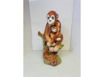 Porcelain Figure Of Mother W/baby Monkey
