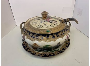 Vintage Soup Tureen With Underplate And Ladle