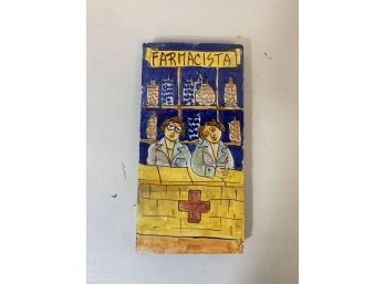 Vintage Hand-made Painted Tile
