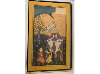 Antique Framed  Indian Painting On Cotten
