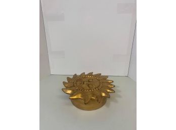 Gold Zodiac Sun Design Covered Box