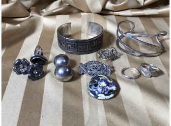 (J12) Fabulous Vintage STERLING SILVER Jewelry Lot - ALL HAND MADE PIECES  (Lot 1 Of 2)