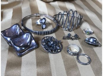 (J16) Fabulous Vintage STERLING SILVER Jewelry Lot - ALL HAND MADE PIECES  (Lot 2 Of 2)