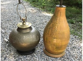 Two FANTASTIC Midcentury Modern Lamps HUGE Pottery Lamp & Brass Lamp GREAT MODERN FEEL TO BOTH !
