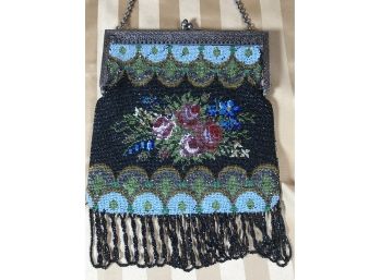 (J24) Fabulous Antique Beaded Bag C.1920's INCREDIBLE COLORS & Amazing Condition WOW !