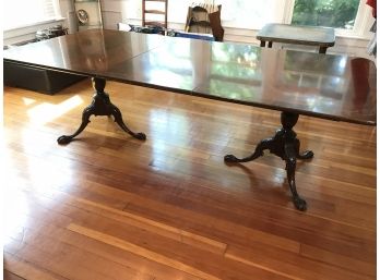 Fabulous Chippendale Style Dining Table W/ Two Leaves & Full Set Of Pads - Inlaid & Banded WOW !