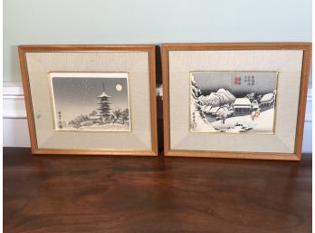 Two Interesting Antique Signed Chinese Watercolors In Original Frames - GREAT PIECES !
