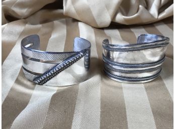 (J17) Two Fantastic Sterling Silver Cuff Bracelets - One Art Deco - One Modern - BOTH GREAT !