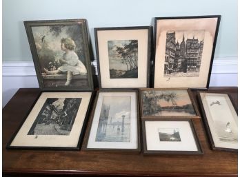 Very Nice Group Of Antique Prints Including Sawyer & Several Other Signed Prints & Artwork