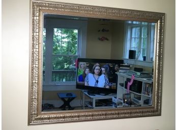 Lovely Large 'Silvery Gold' Double Beveled Mirror - Great Decorator Item - GREAT PIECE !