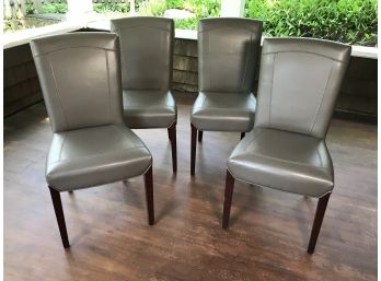 Lot Of (4)Four Fabulous 4 SAFAVIEH Gray Leather Chairs - Great Condition - Great Lot !