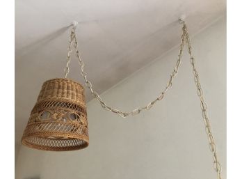 Mid-Century Hanging Wicker Pendant Light
