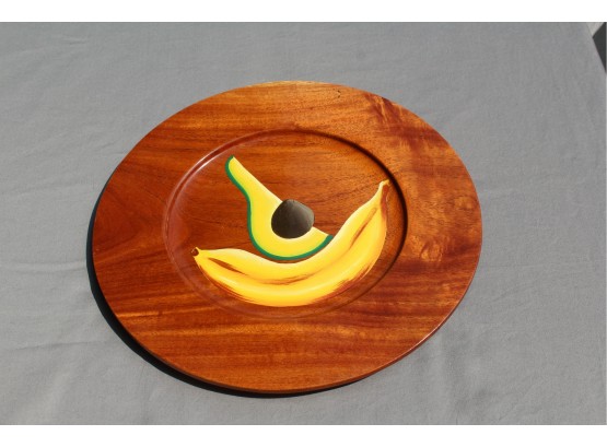 Very Cool Mid-Century Painted Wooden Plate