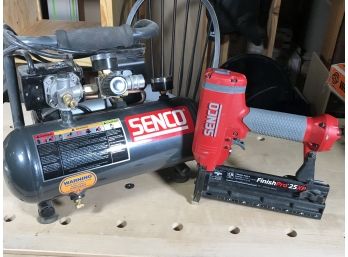(T8) SENCO Air Compressor & Finishing Nail Gun - Both SUPER CLEAN - Used A HANDFUL Of Times