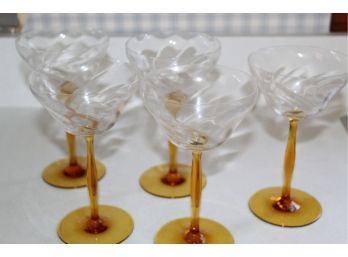 Vintage Amber Stemmed Glassware