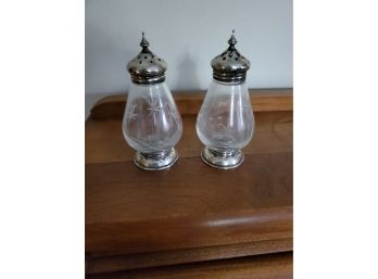 Sterling And Glass Salt And Pepper Shakers