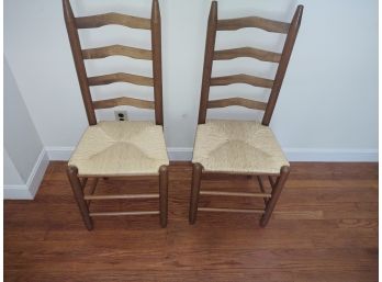 2 Ladder Back Chairs With Rush Seats