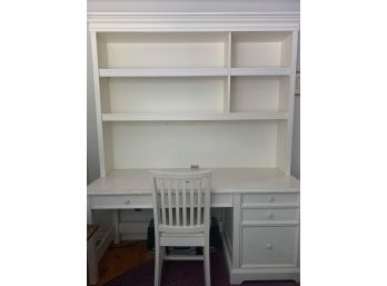 Pottery Barn White Desk W/ Removable Hutch And Chair