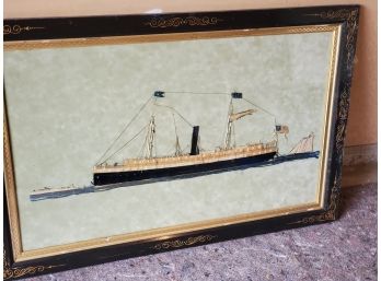 Embroidered Art Featuring Sailboat