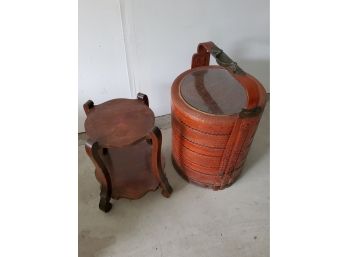 Vintage Asian Food Basket And Plant Pedestal