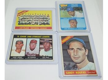 Beautiful Lot Of 4 1960's Sandy Koufax Baseball Cards