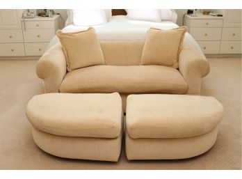 Luxurious Custom Sofa With Matching Ottomans By Michael Braverman Designs (RETAIL $3,843 - See Receipt)