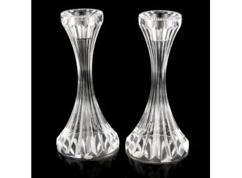 Pair Of Baccarat Signed Massena Crystal Candlestick Holders