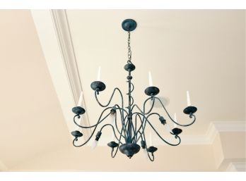 Nicholas Antiques Hand Forged Verdigris Finished Italian Chandelier (RECEIPT $1,365 - See Receipt)