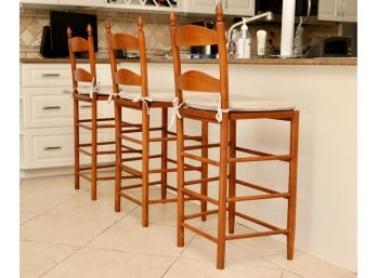 Set Of Three Martin's Wooden Counter Height Chairs (RETAIL $1,017 - See Receipt)