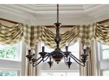 Stunning Classic Transitional Pewter And Bronze Eight Arm Chandelier