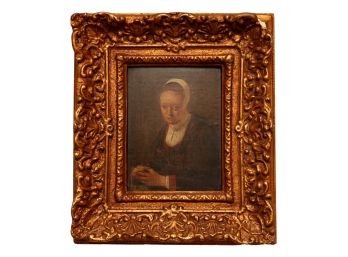 Late 18th Century French Portrait Oil On Board Painting