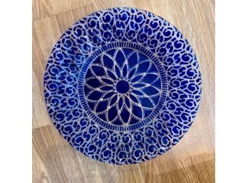 Sydenstricker Art Glass Blue Lace Plate