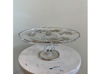 Vintage Silver Overlay Pedestal Cake Plate