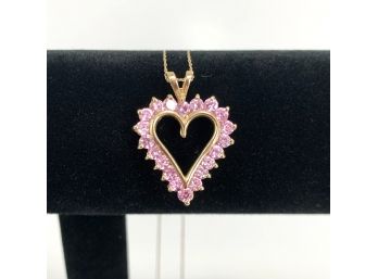 10k Gold & Pink Tourmaline Heart Necklace